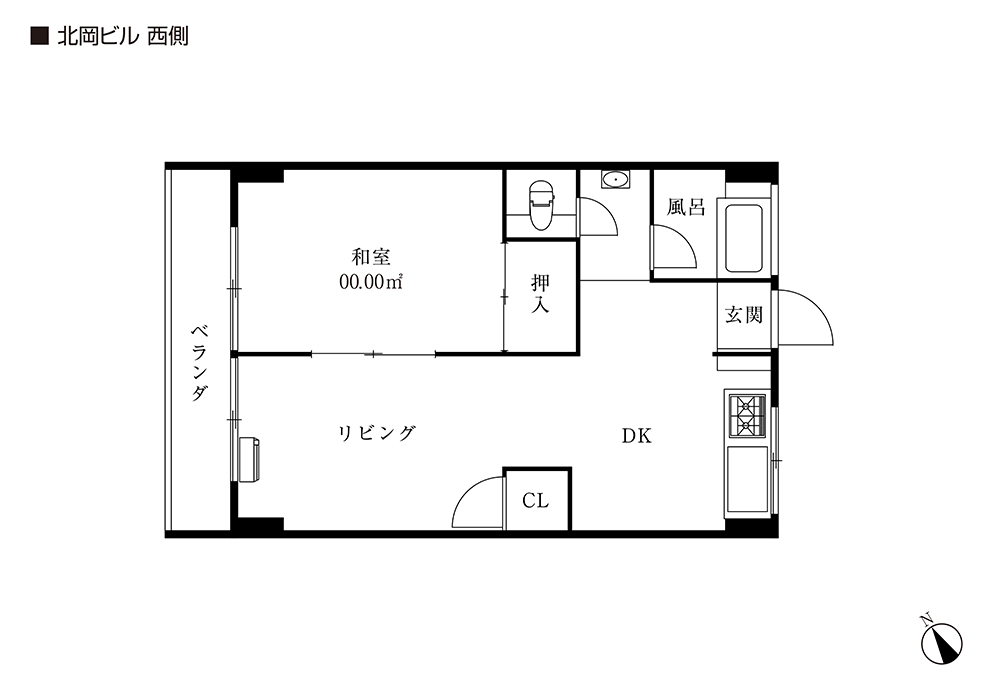 エムズ北岡ビル 西側