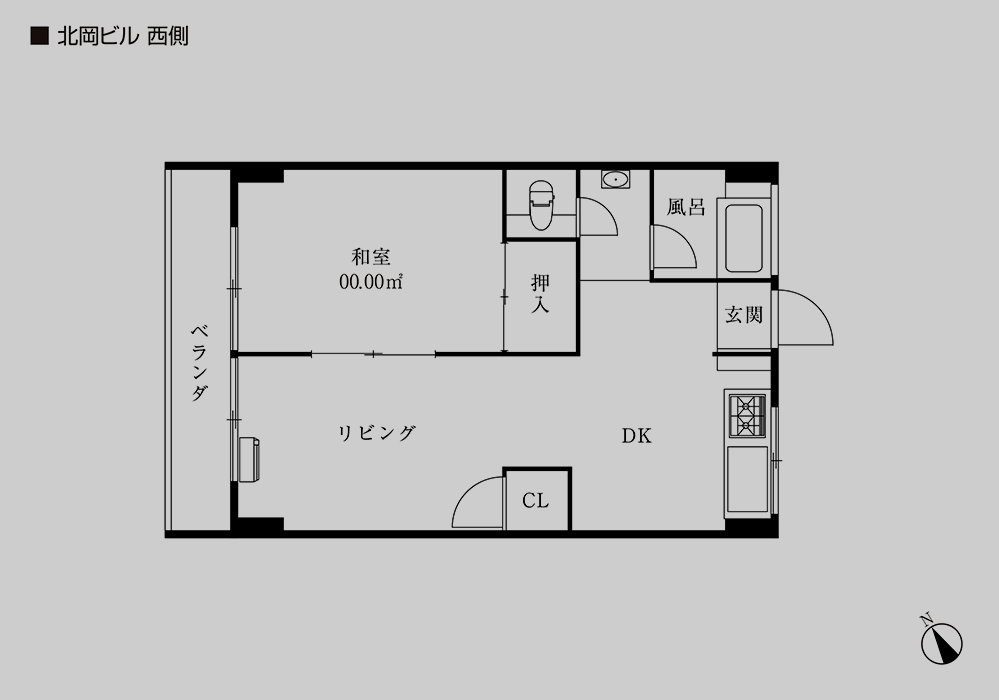 エムズ北岡ビル 西側